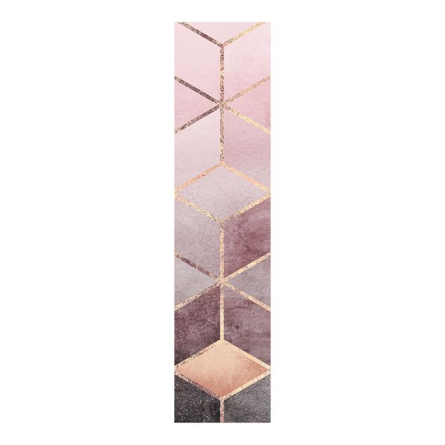 Sliding panel curtains patterns Pink Grey Golden Geometry