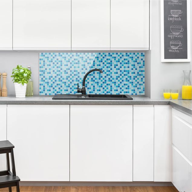 Glass splashback kitchen tiles Mosaic Tiles Meeresrauschen