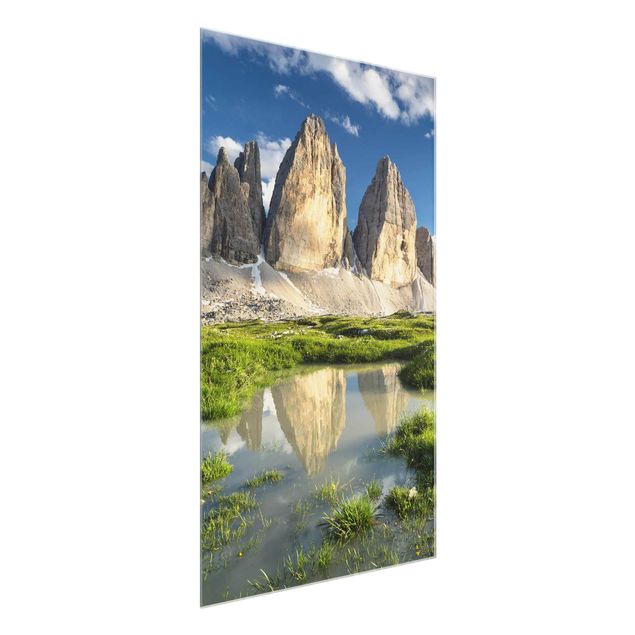 Mountain wall art South Tyrolean Zinnen And Water Reflection