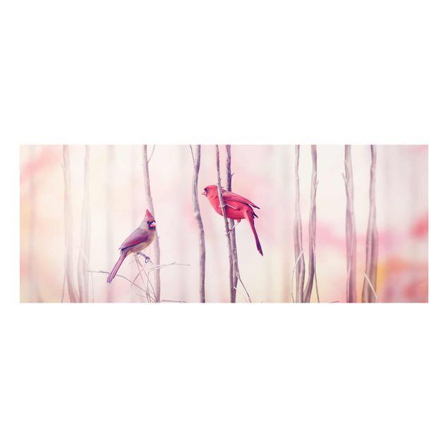 Pink art canvas Birds on Branches