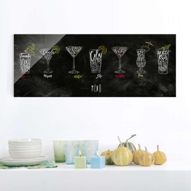 Glass prints black and white Cocktail Menu