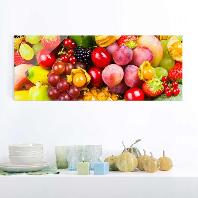 Glas Magnettafel Colourful Exotic Fruits