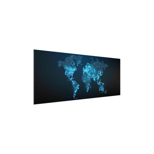 Glass prints maps Connected World World Map