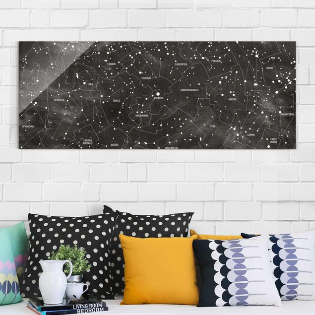 Glass prints architecture and skylines Map Of Constellations Blackboard Look