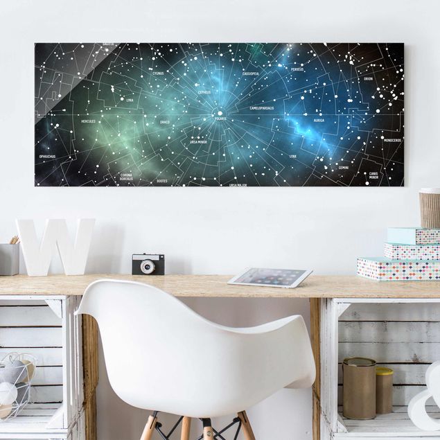 Glass prints architecture and skylines Stellar Constellation Map Galactic Nebula