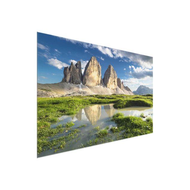 Mountain wall art South Tyrolean Zinnen And Water Reflection