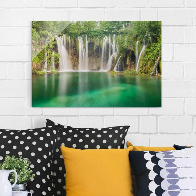 Glass prints waterfall Waterfall Plitvice Lakes