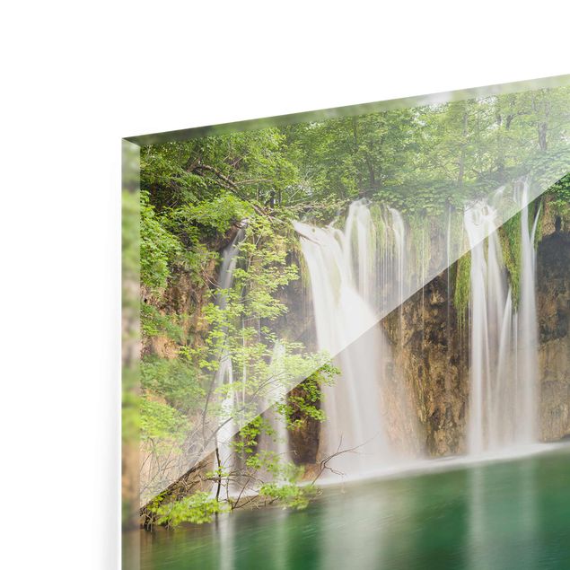 Green art prints Waterfall Plitvice Lakes