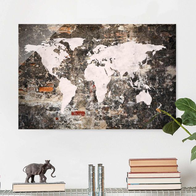 Kitchen Old Wall World Map