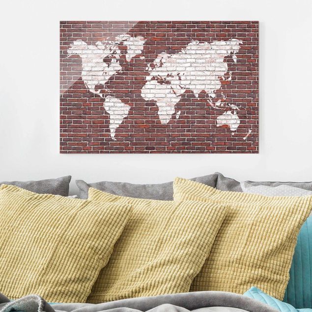3D wall art Brick World Map