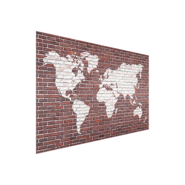Framed world map Brick World Map