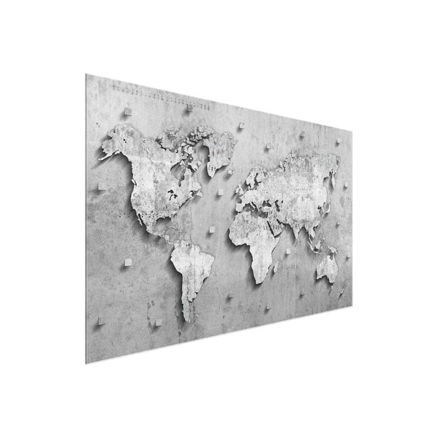Glass prints maps Concrete World Map