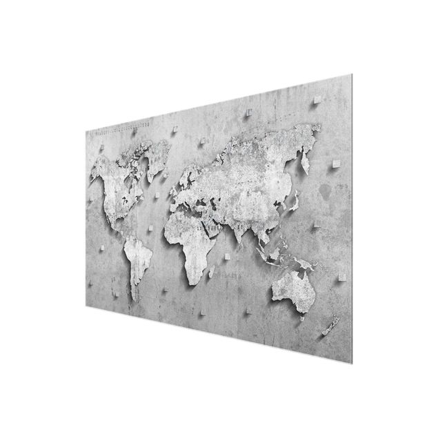Glas Magnettafel Concrete World Map