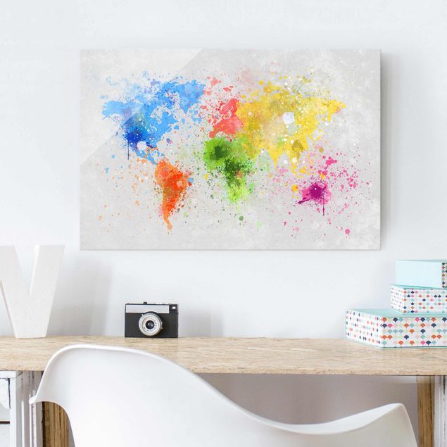 Kitchen Colourful Splodges World Map