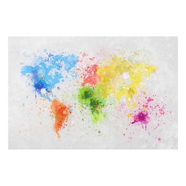 Prints multicoloured Colourful Splodges World Map