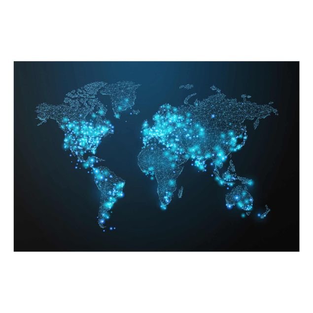 Navy wall art Connected World World Map