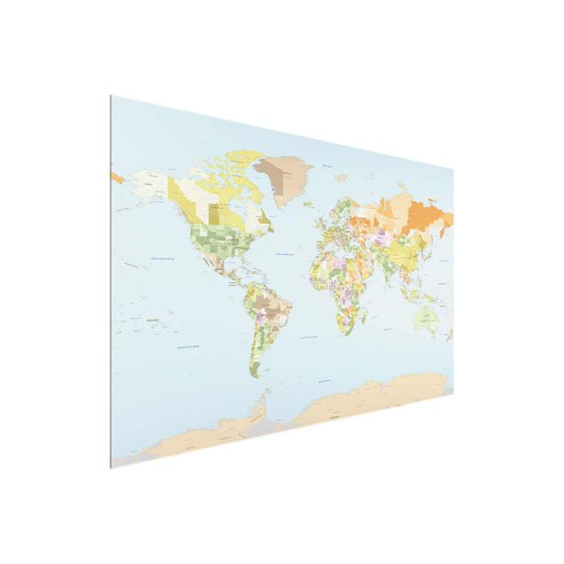Glass prints maps Political World Map
