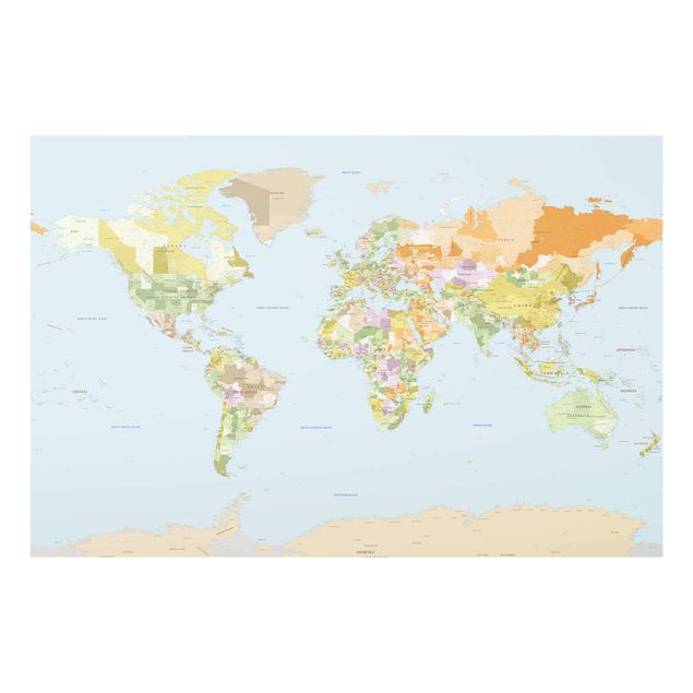 Prints multicoloured Political World Map