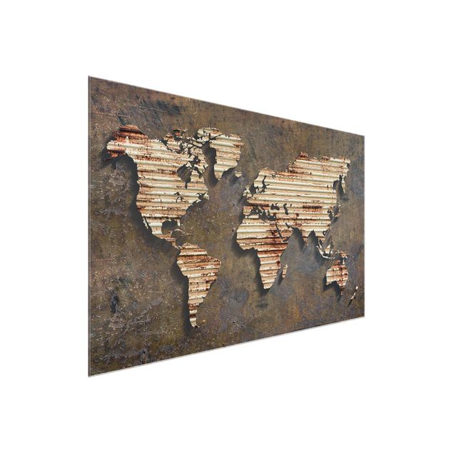 Glass prints maps Rust World Map