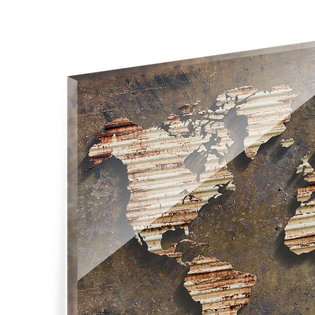 Glass print - Rust World Map