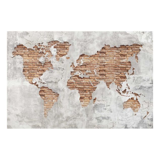Prints Shabby Concrete Brick World Map