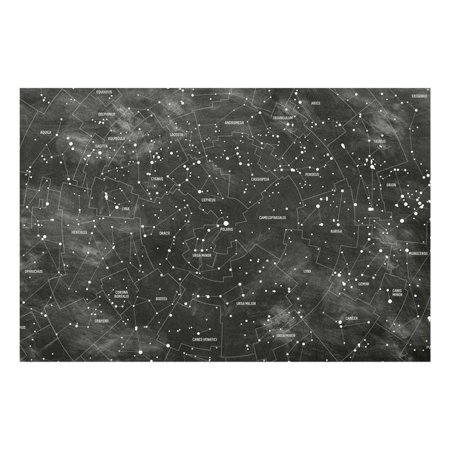Prints black and white Map Of Constellations Blackboard Look