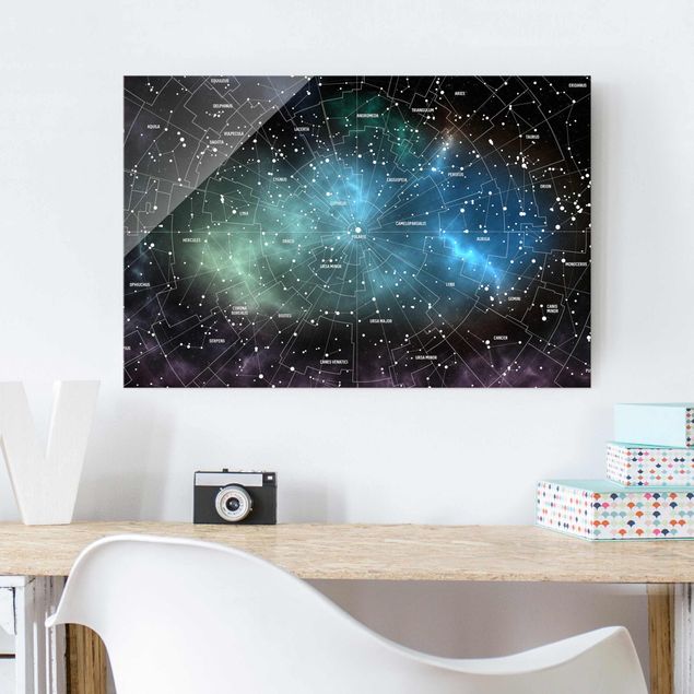 Glass prints architecture and skylines Stellar Constellation Map Galactic Nebula