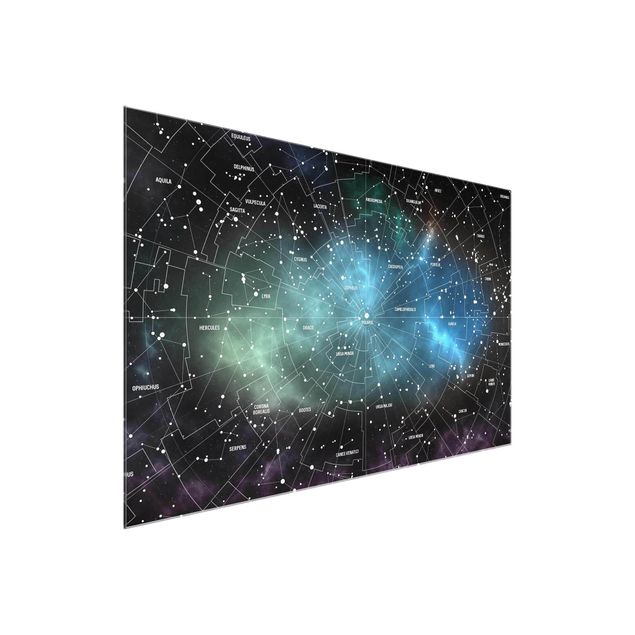 Glass prints maps Stellar Constellation Map Galactic Nebula