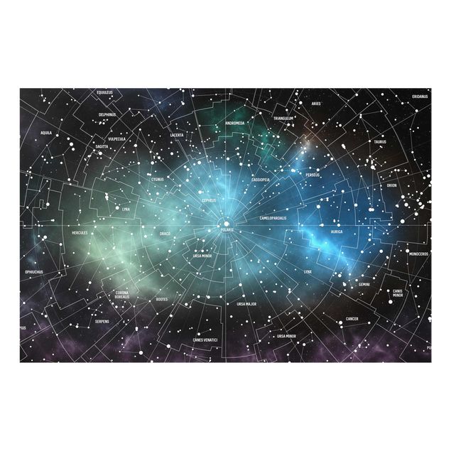Prints black Stellar Constellation Map Galactic Nebula