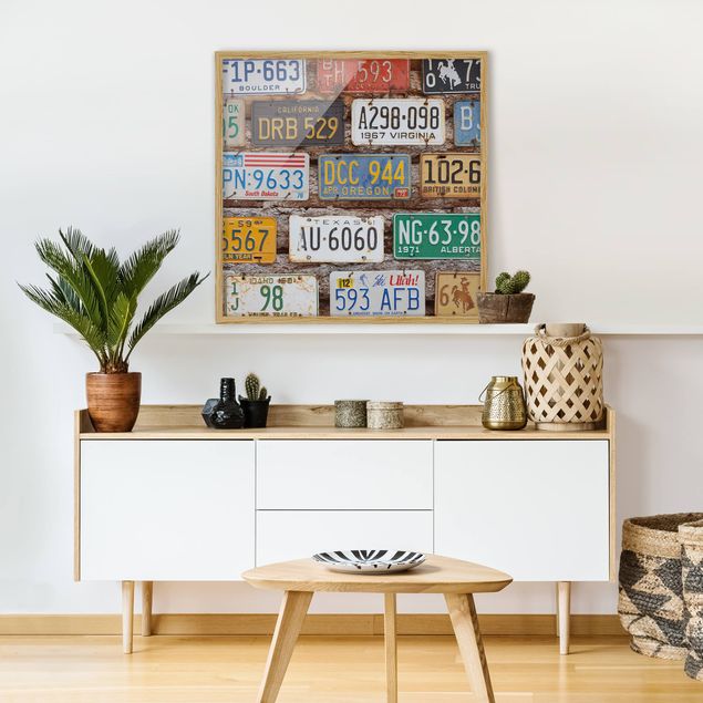 Quote wall art American License Plates On Wood
