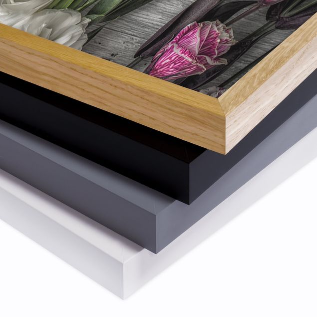 Grey prints Tulip Rose Shabby Wood Look