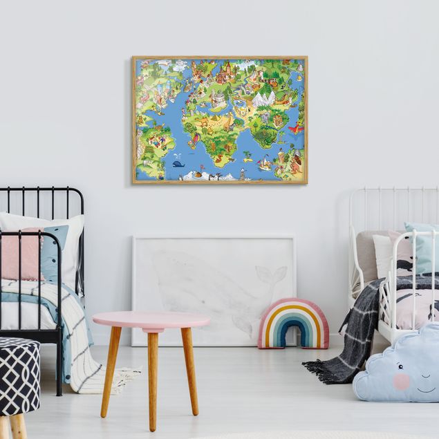 Framed world map Great and Funny Worldmap