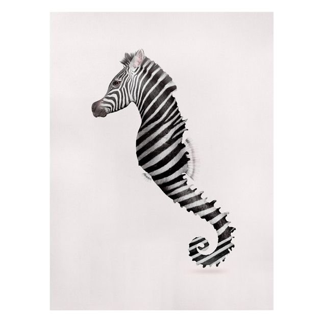Horse canvas wall art Seahorse With Zebra Stripes
