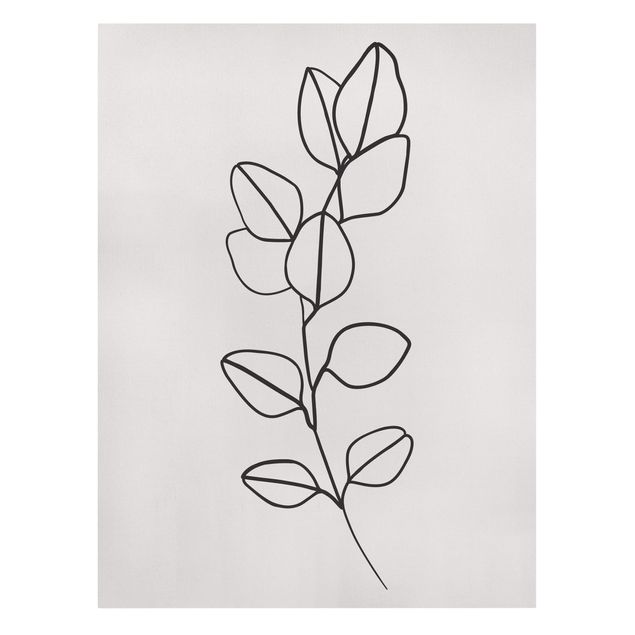 Canvas art Line Art Branch Leaves Black And White