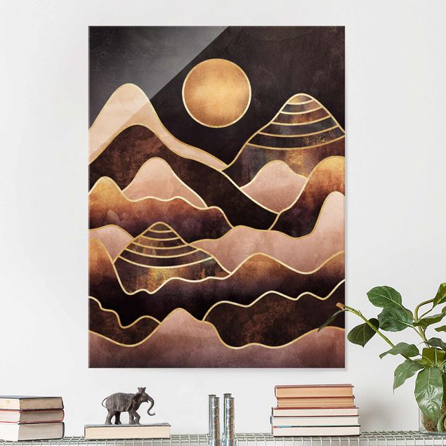 Elisabeth Fredriksson poster Golden Sun Abstract Mountains