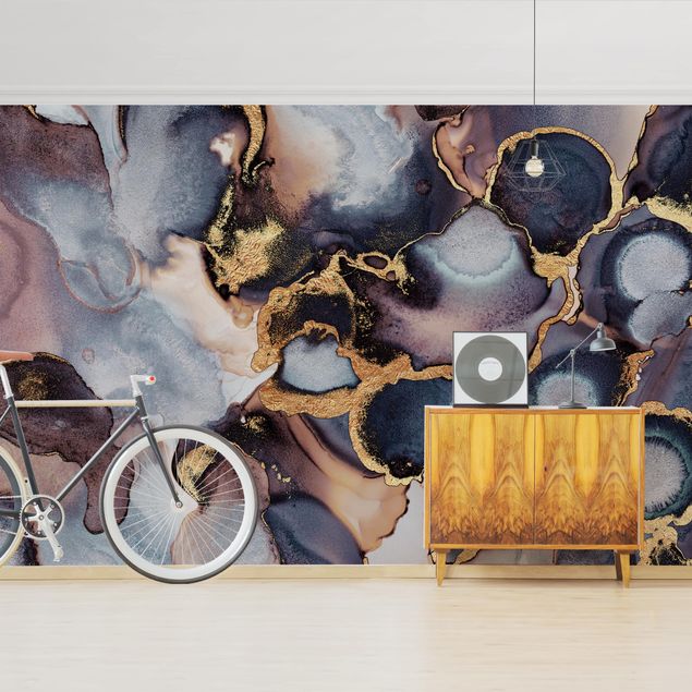 Modern wallpaper designs Marble Watercolour With Gold