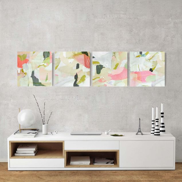 Abstract canvas art Chime In Fuchsia Set II