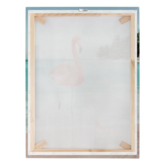Canvas art Beach With Flamingo