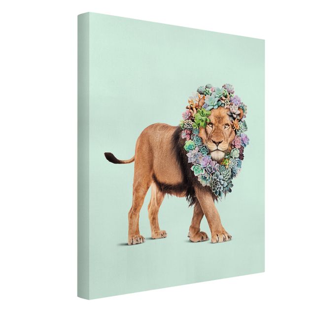 Lion canvas Lion With Succulents