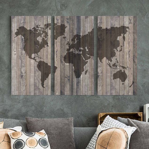 Prints maps Wood World Map