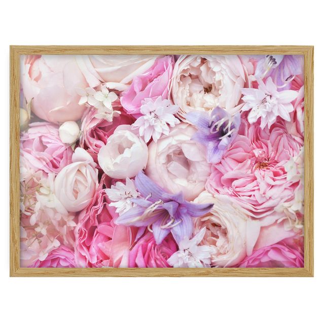 Flower pictures framed Shabby Roses With Bluebells