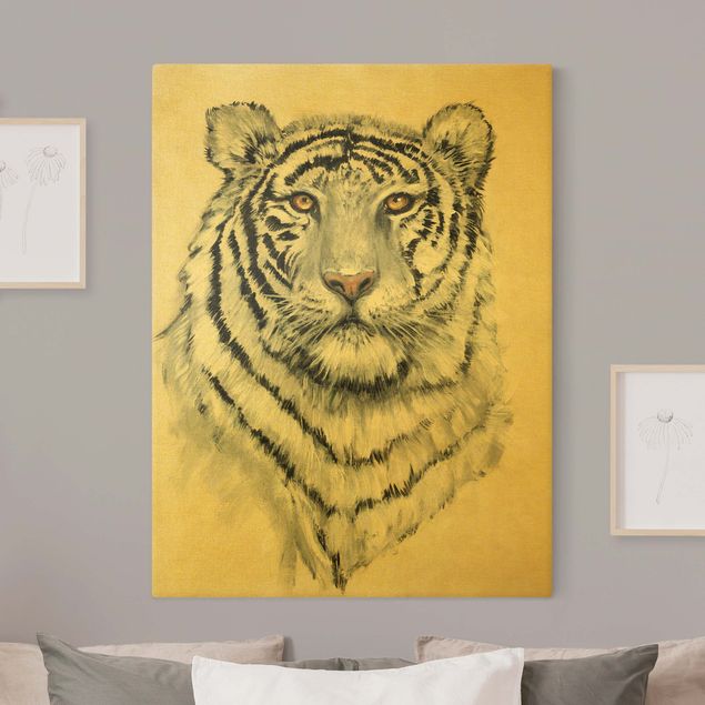Animal canvas Portrait White Tiger I