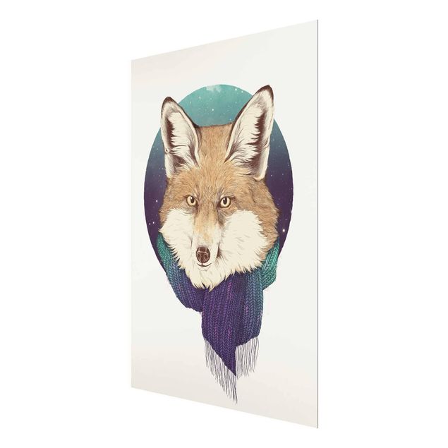 Prints brown Illustration Fox Moon Purple Turquoise