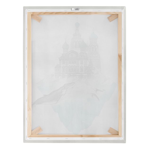 Wall art black and white Illustration Church With Domes And Wal