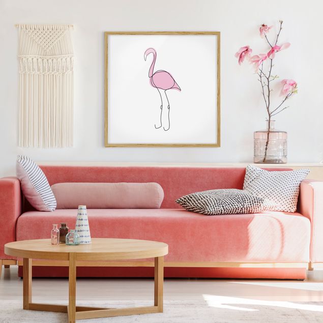 Contemporary art prints Flamingo Line Art