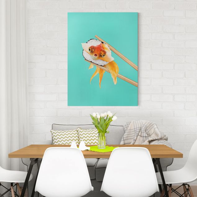 Prints fishes Sushi With Goldfish