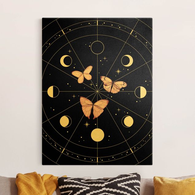 Butterfly print Moon Phases And Butterflies Pink