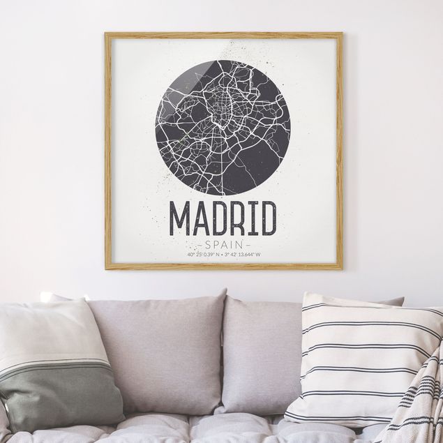 Printable world map Madrid City Map - Retro