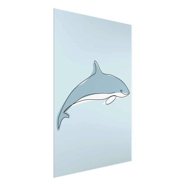 Glass prints pieces Dolphin Line Art