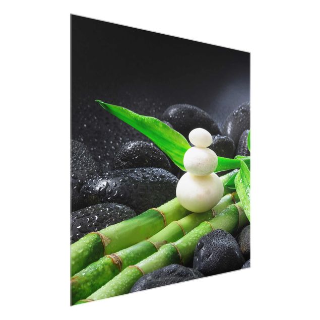 Floral canvas White Stones On Bamboo